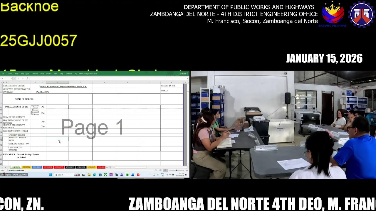 Procurement Livestream for DPWH 4th DEO - ZDN on January 15, 2026