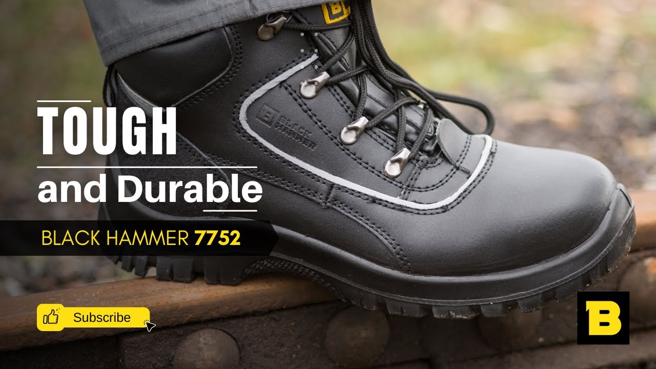 Black Hammer Safety Boots S3 SRC Steel Toe Cap with Steel Midsole Workwear 7752
