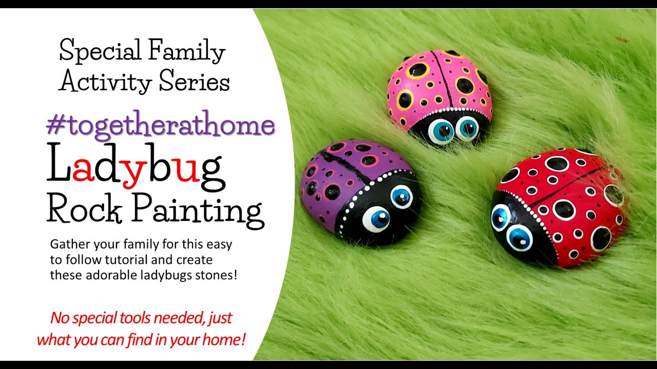 #togetherathome Ladybug Rock Painting!