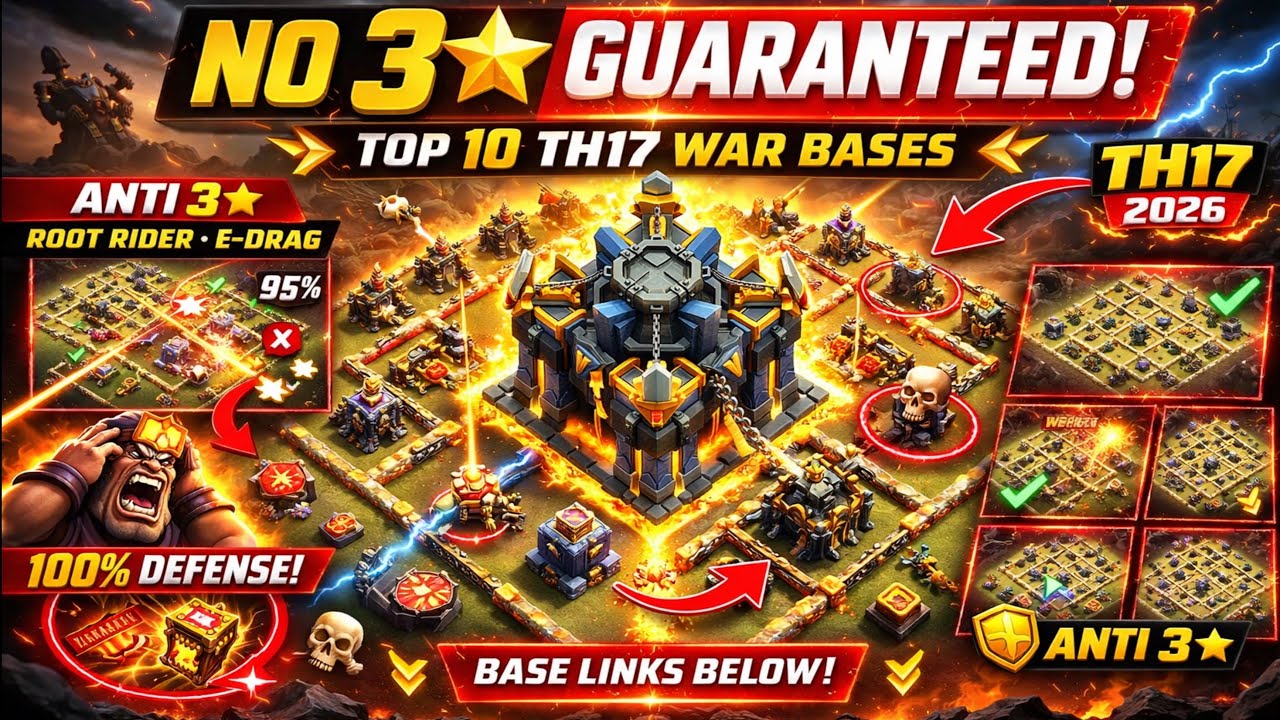 TOP 10 TH17 WAR BASE LINKS 2026 🔥 ANTI 3 STAR LEGEND LEAGUE BASES | RANK PUSH BEST BASE NEW META NOW