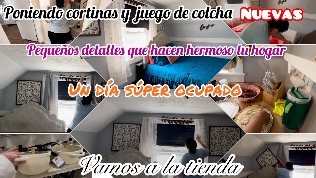 Cortinas y juego de colcha nuevo/un día súper ocupado/vamos a marshalls 