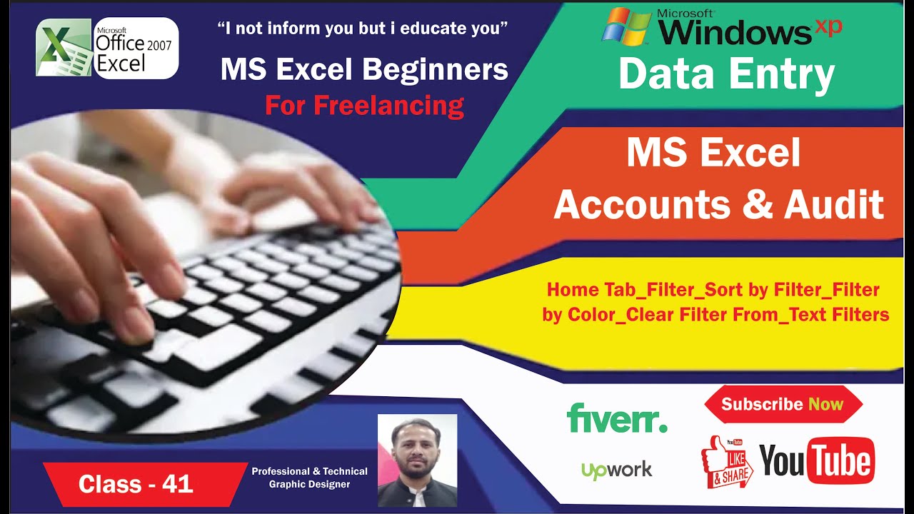 Class # 41 MS Excel 2007 Home Tab_Filter_Sort by Filter_Filter by Color_Clear Filter_Text FilterUrdu