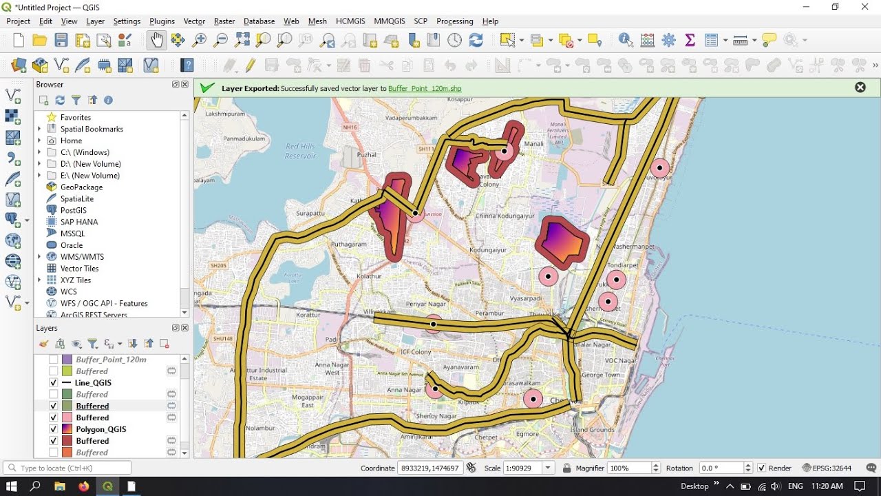 QGIS Tutorials 33: How to create fixed buffer in QGIS | Beginners | QGIS 3.22