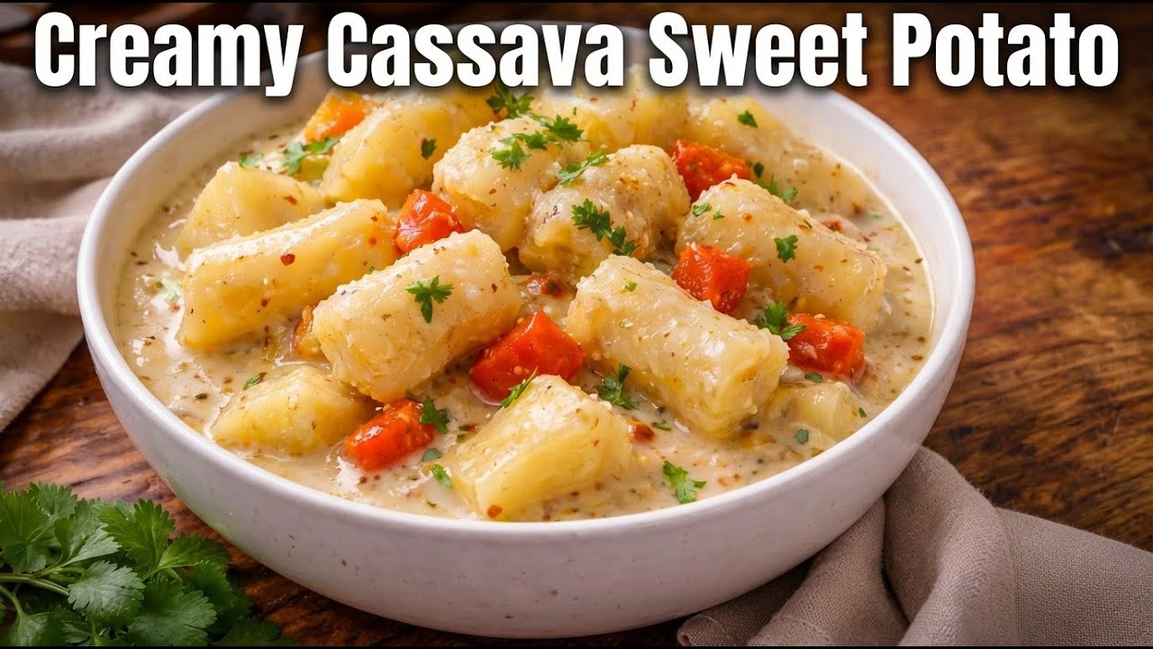How To Make Cassava/Sweet Potato in Coconut Sauce
