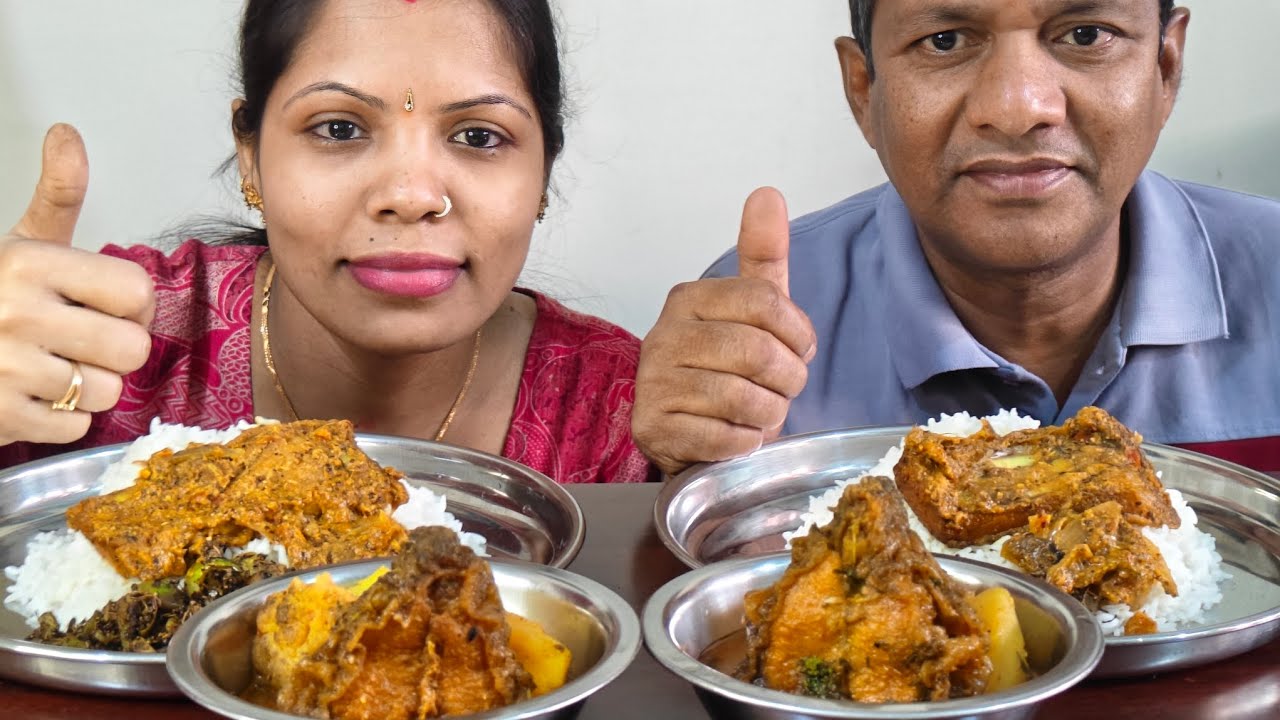 ❤️‍🔥Rice,Fish Curry,Neem Ki PathiBhujia and saraso fish fry#mukbang #eatingshow @foodloversavitha..5