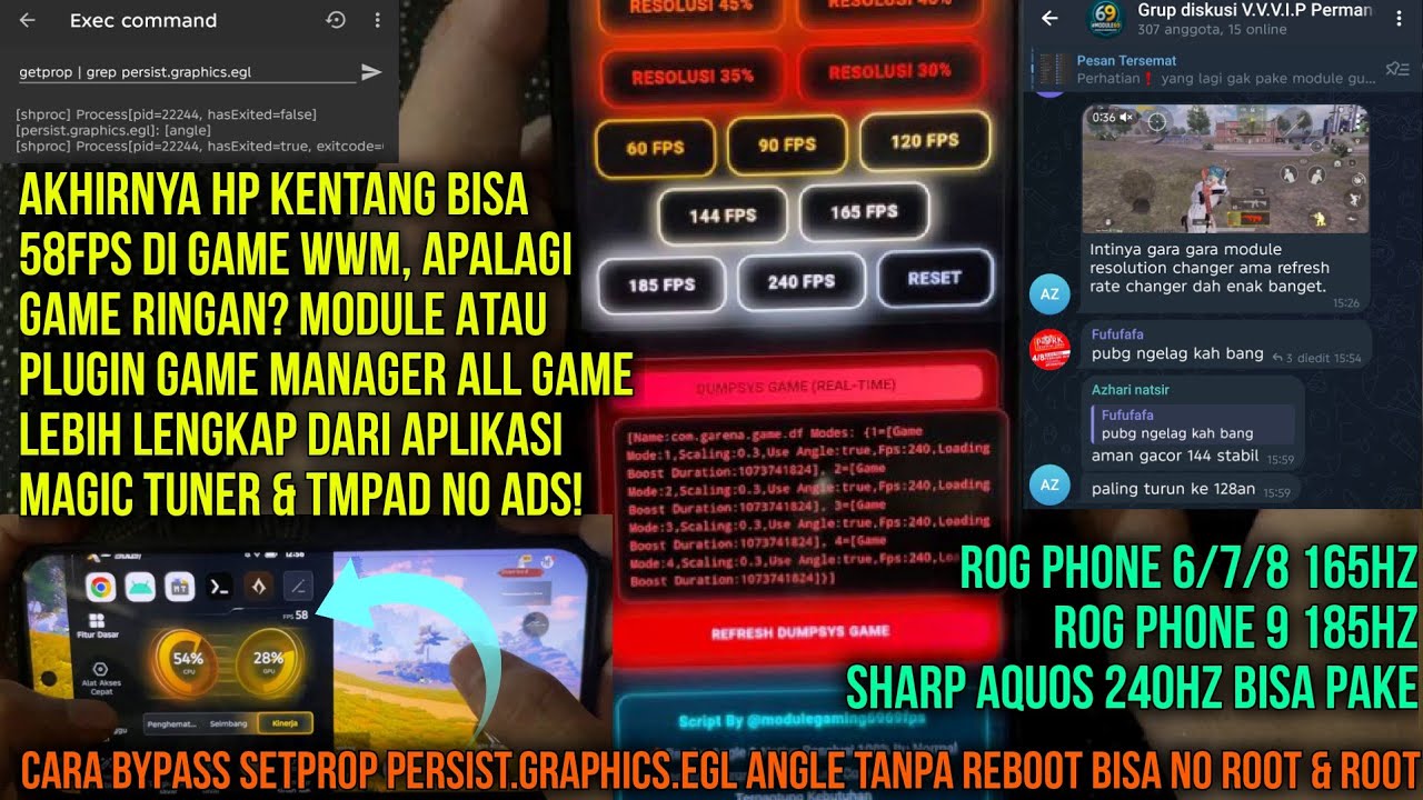 🔥Module/Plugin Game Manager Performance Render Angle/Native+Resolusi 30%-90%+60-240Fps+Dpi Charger