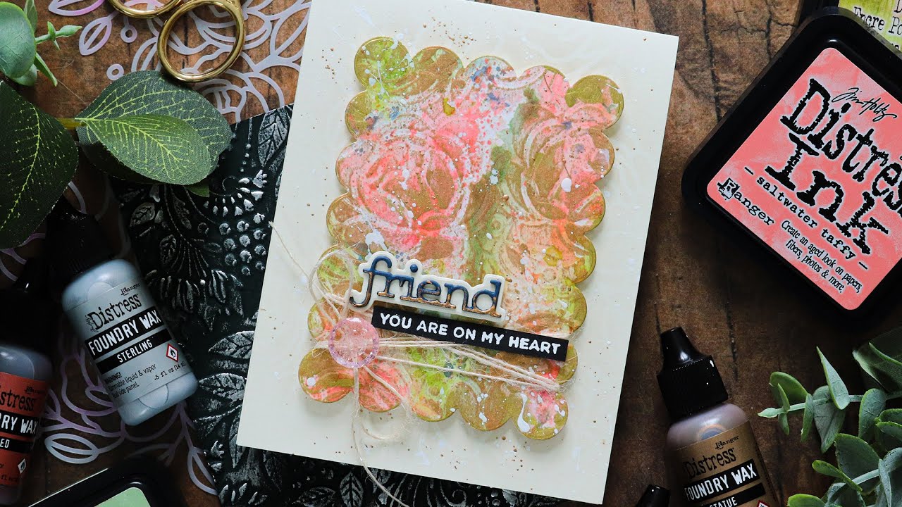 Add Foundry Wax to Distress Ink Smooshing for Gorgeous Gilding!