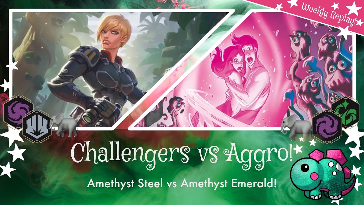 Weekly Replay: 💜🤍Amethyst Steel Challengers vs 💜💚 Emerald Amethyst Aggro! | Lorcana Game Play |