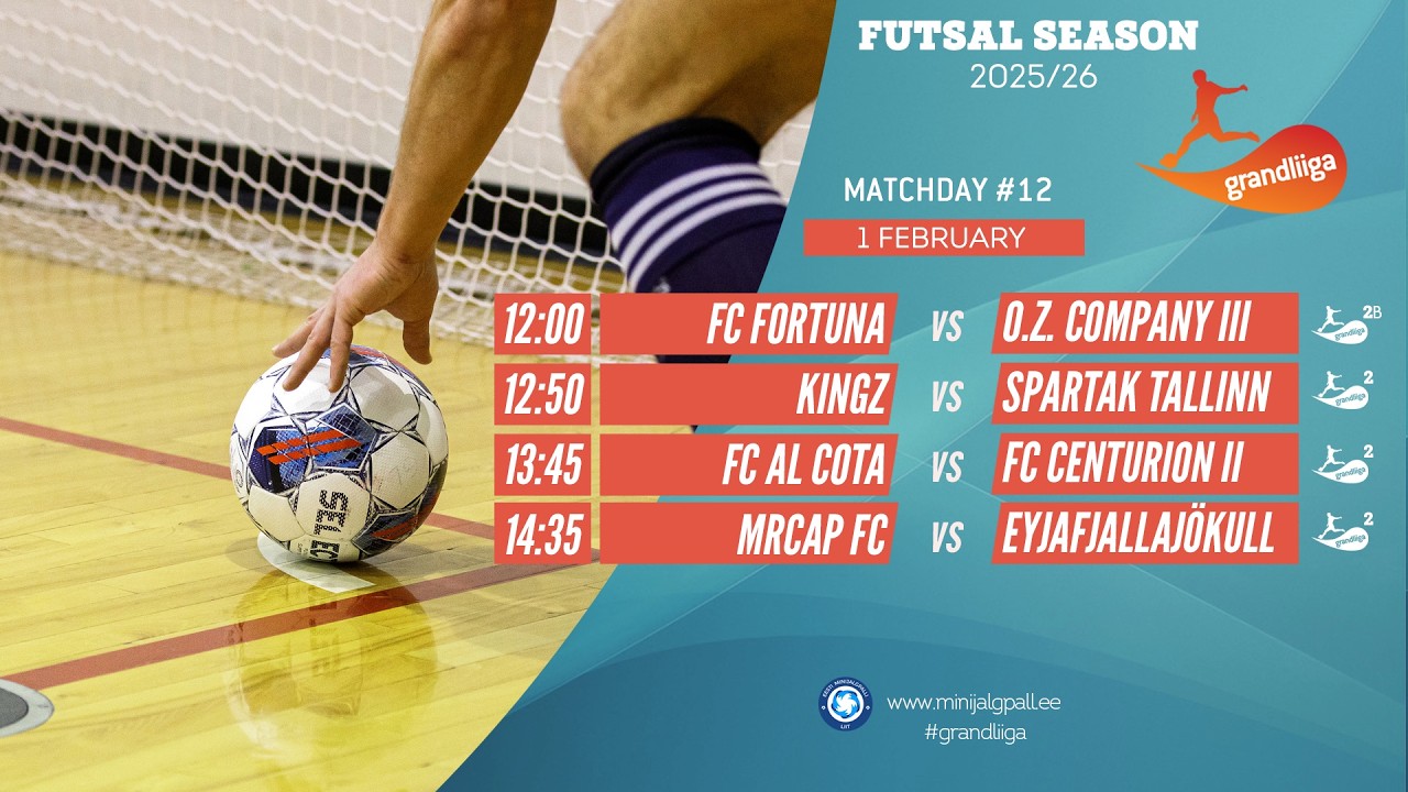 Grandliiga 2 & 2B Futsal 2025/26 (live stream) 1-Feb-26
