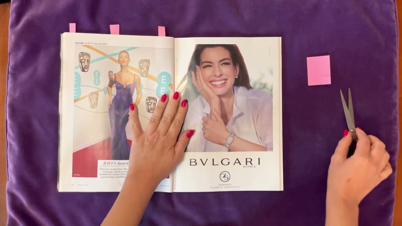ASMR LoFi Page Flipping, Writing and Cutting Vanity Fair Magazine April 2023 NO TALKING