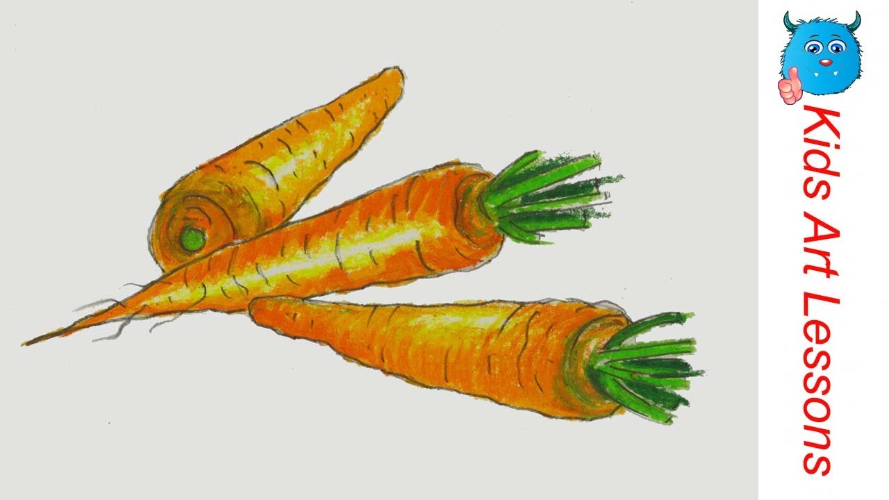 How to Draw Carrots Easy Step by Step Vegetables Drawing in Pastel