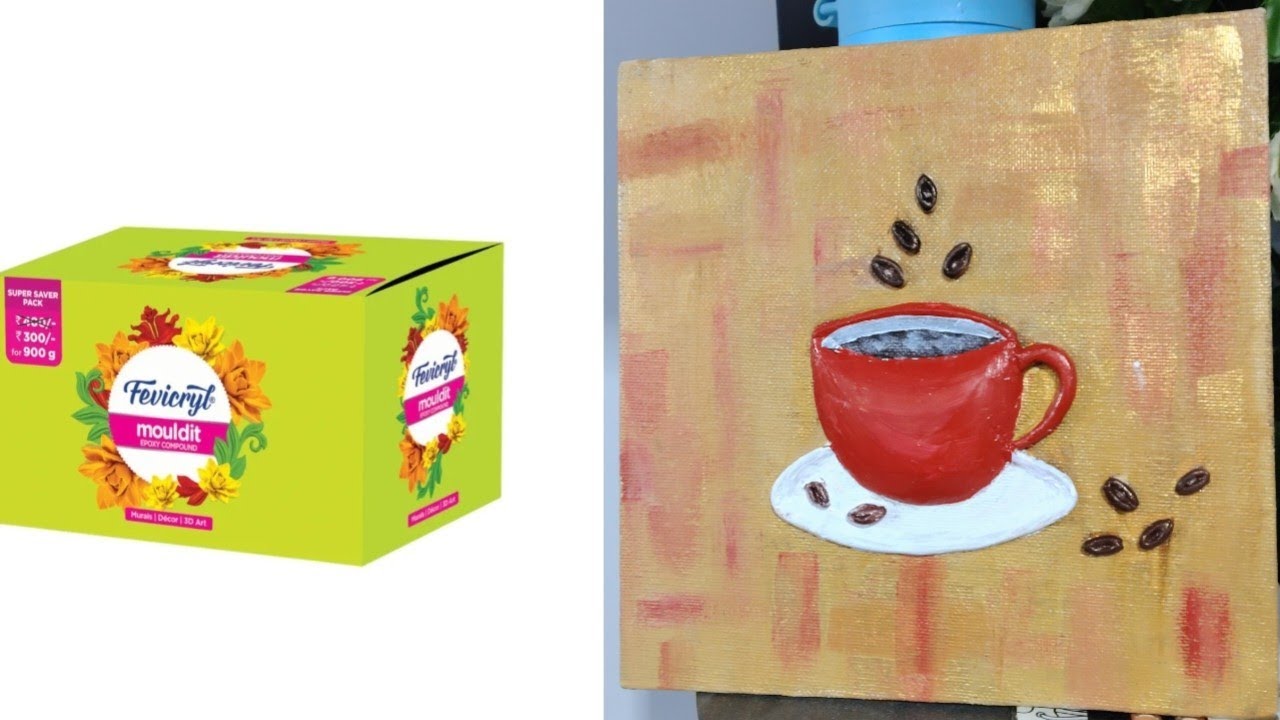 FEVICRYL MOULDIT CLAY ART , 3D Painting with mouldit , easy acrylic painting on canvas