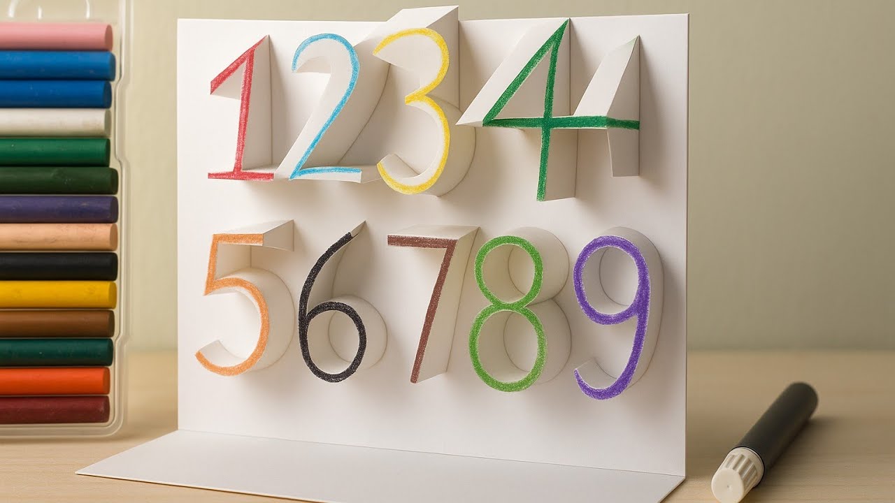 “Watch These Numbers POP in 3D! 😍 Easy Crayon Art for Kids”