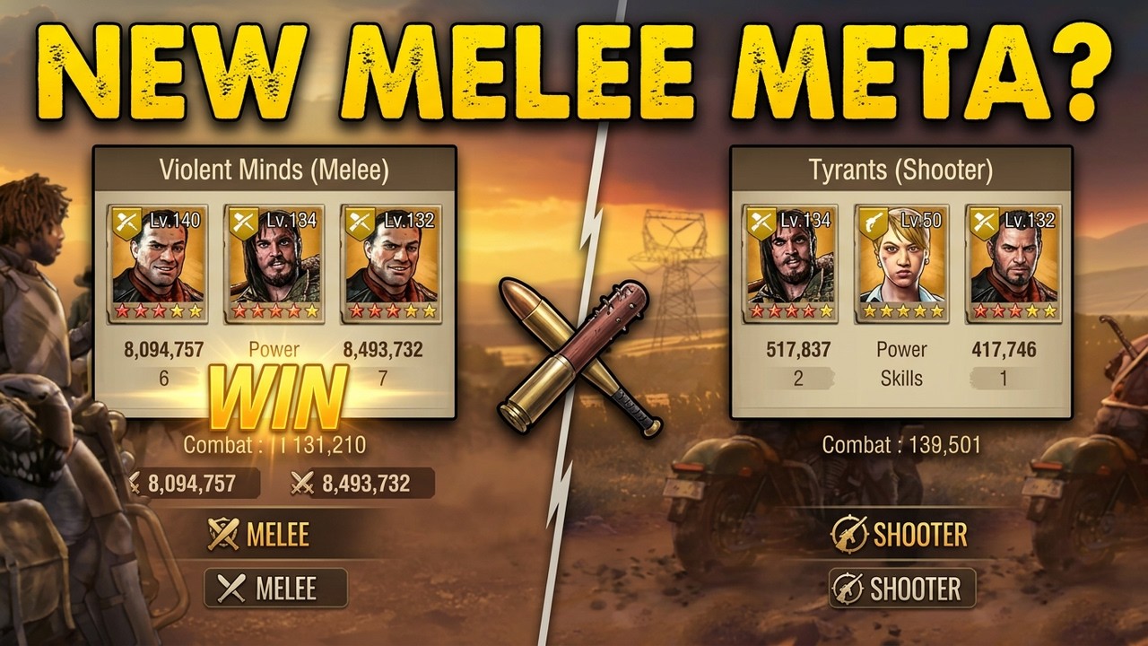 Violent Minds (Melee) vs Tyrants (Shooter) – Best F2P Formation in The Walking Dead Survivors