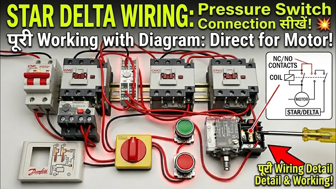 Star Delta Starter Control with Pressure Switch! Pressure Switch Connection with Star Delta Starter