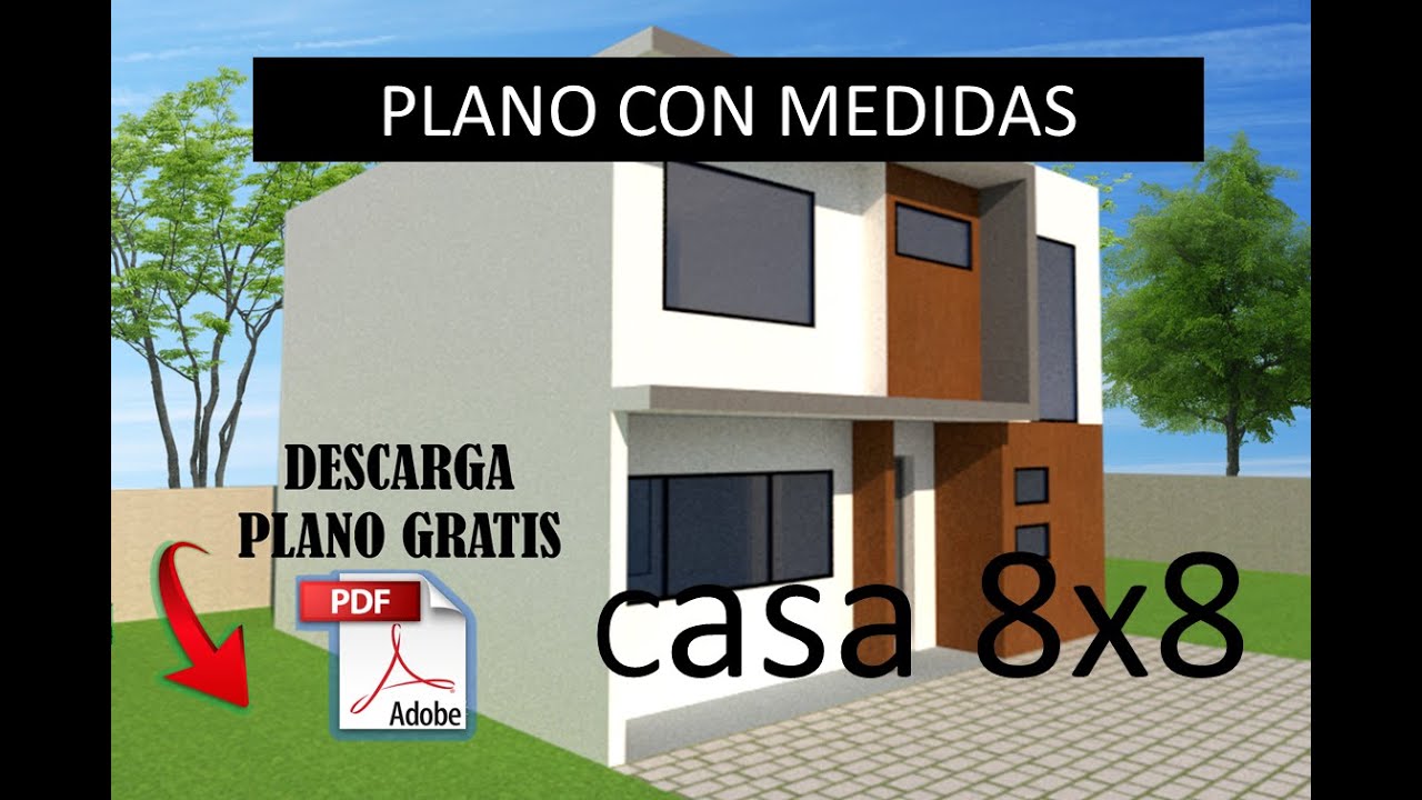plano gratis | Proyecto Casa de 8x8 metros DESCARGA plano GRATIS