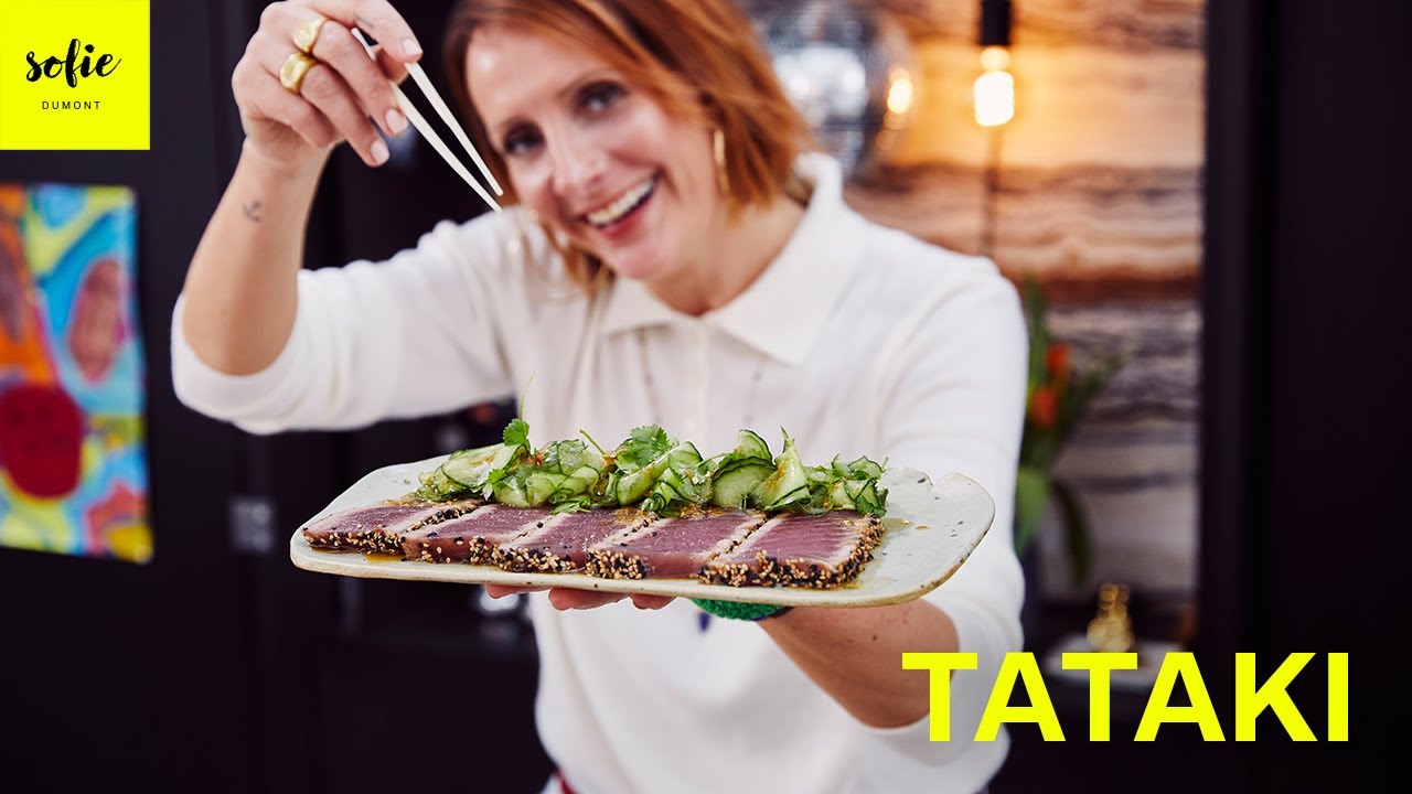 Frisse tataki van rode tonijn, sesamkorst en komkommersalade | Sofie Dumont