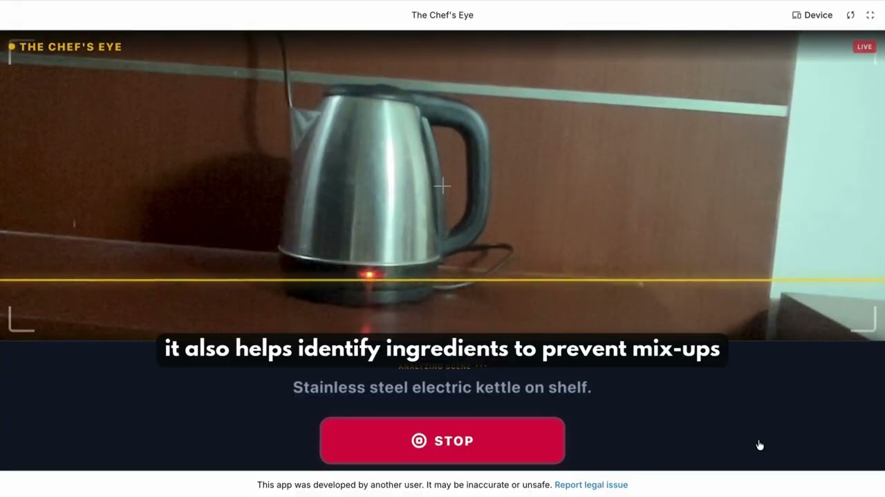 The Chef's Eye: AI Safety Assistant for the Visually Impaired (Powered by Gemini)