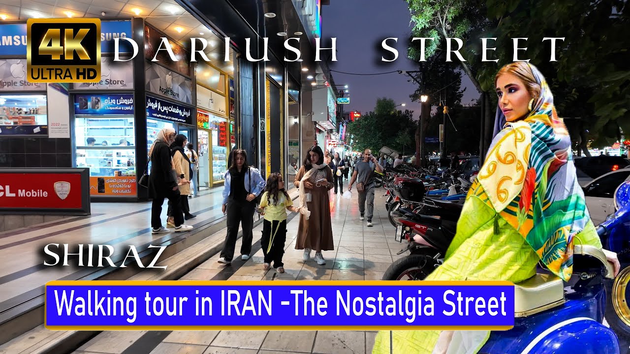 Shiraz 🇮🇷 Iran - Walking Tour 4K 60Fps Dariush Street / Technology Street, Shiraz
