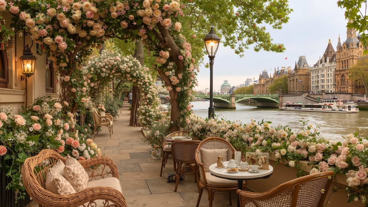 Spring Jazz Cafe Music by the Canal | Ultimate Morning Jazz & Birds Sounds for Calm Your Soul