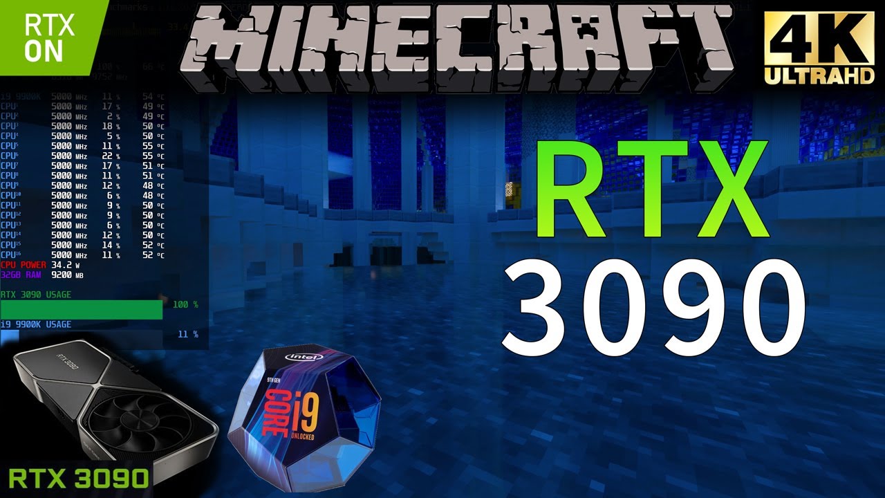 Minecraft RTX 4K | RTX 3090 | i9 9900K 5GHz | RTX ON | Ultra Settings