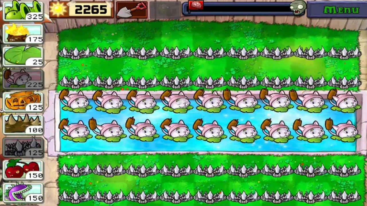 Plants vs Zombies - eighteen Cattails vs All Zombies || pool Last Stand - 5 Flags completed. #380