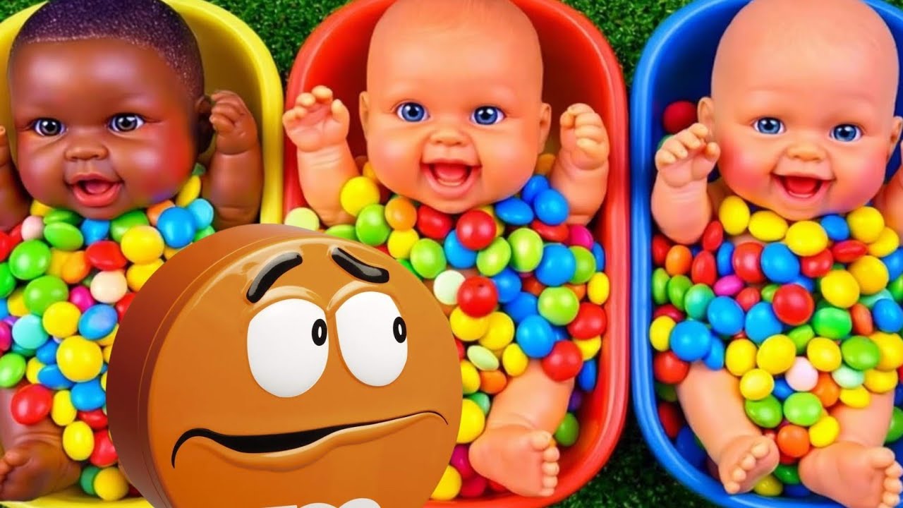 Full of 3 Rainbow BathTubs Candy with M&M's & Magic Slime Cutting Video 