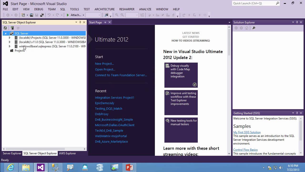 Using SQL Server Data Tools SSDT