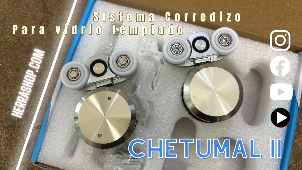Sistema Corredizo Chetumal II, para puertas de vidrio templado. (herralum, herrashop)