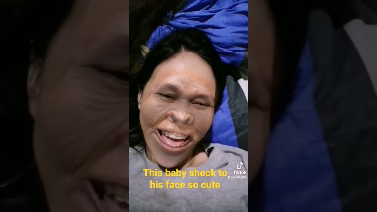 what? baby shock to his face so cute