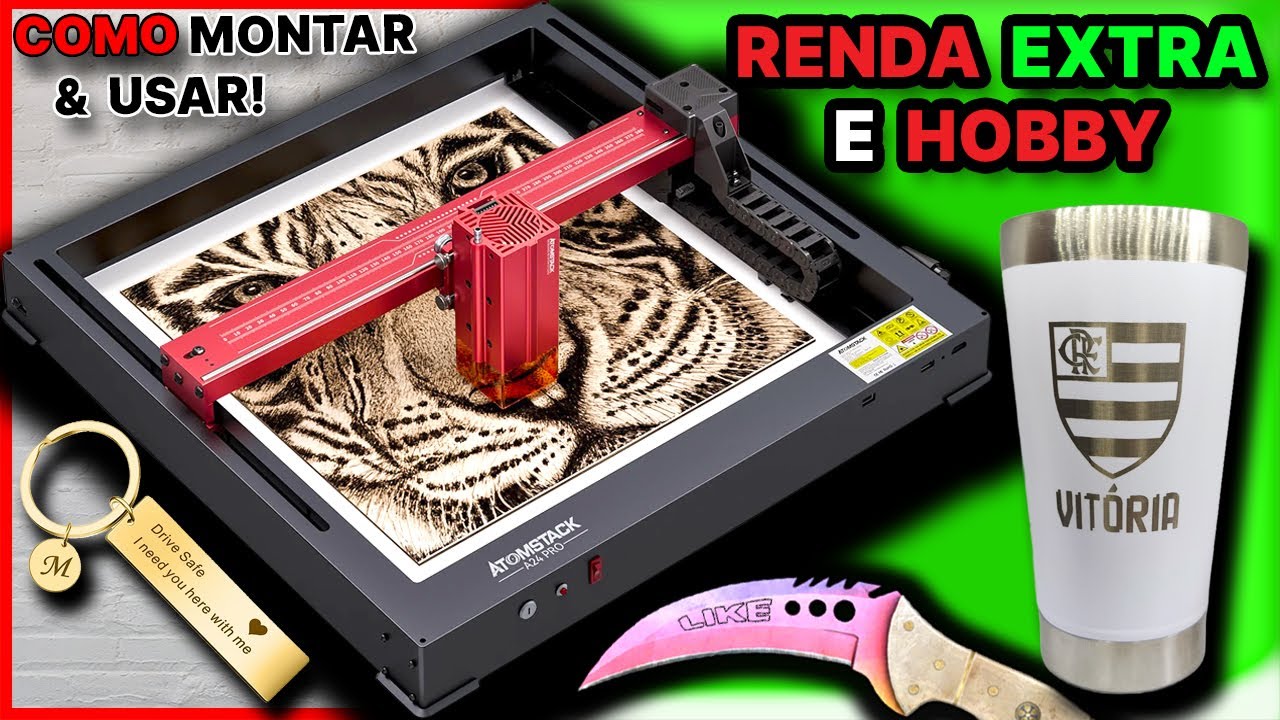 1001 POSSIBILIDADES com MAQUINA LASER  ⚡ (Aprenda MONTAR, USAR e TESTES com ATOMSTACK A24 PRO)