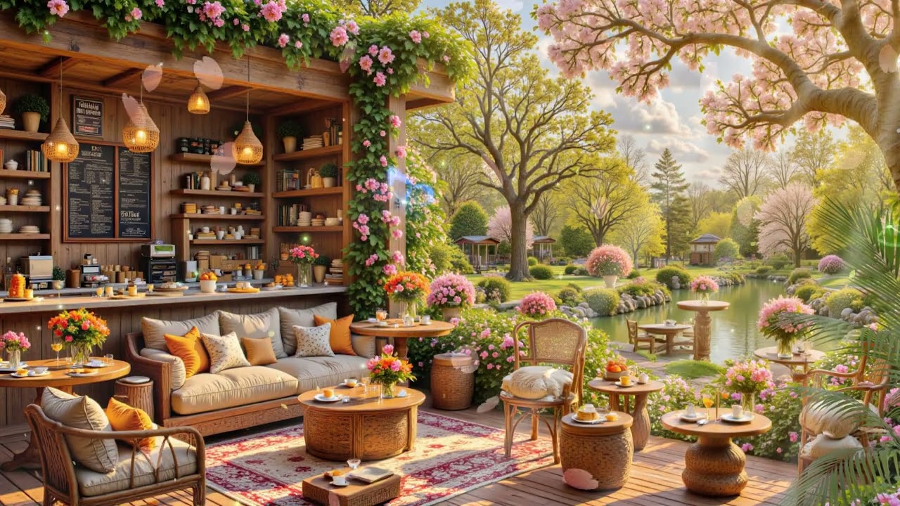 Spring Garden Café Jazz 🌿 Relaxing Morning Jazz Music with Nature Ambience for Focus & Calm