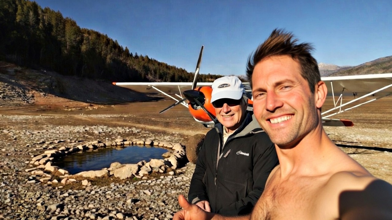 I Flew My Dad to a Hidden Hot Spring... Only Appears When the Water Drops.