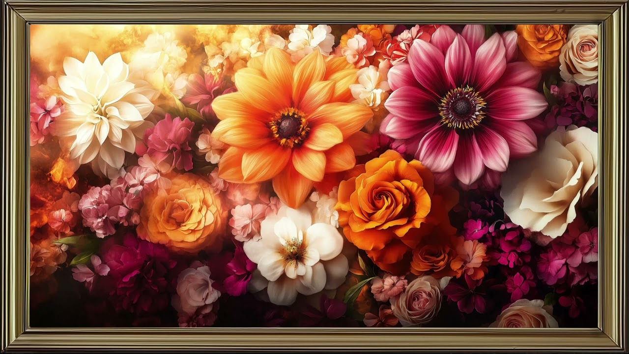 Stunning 4K Digital Bouquet in a Gorgeous Gold Frame!
