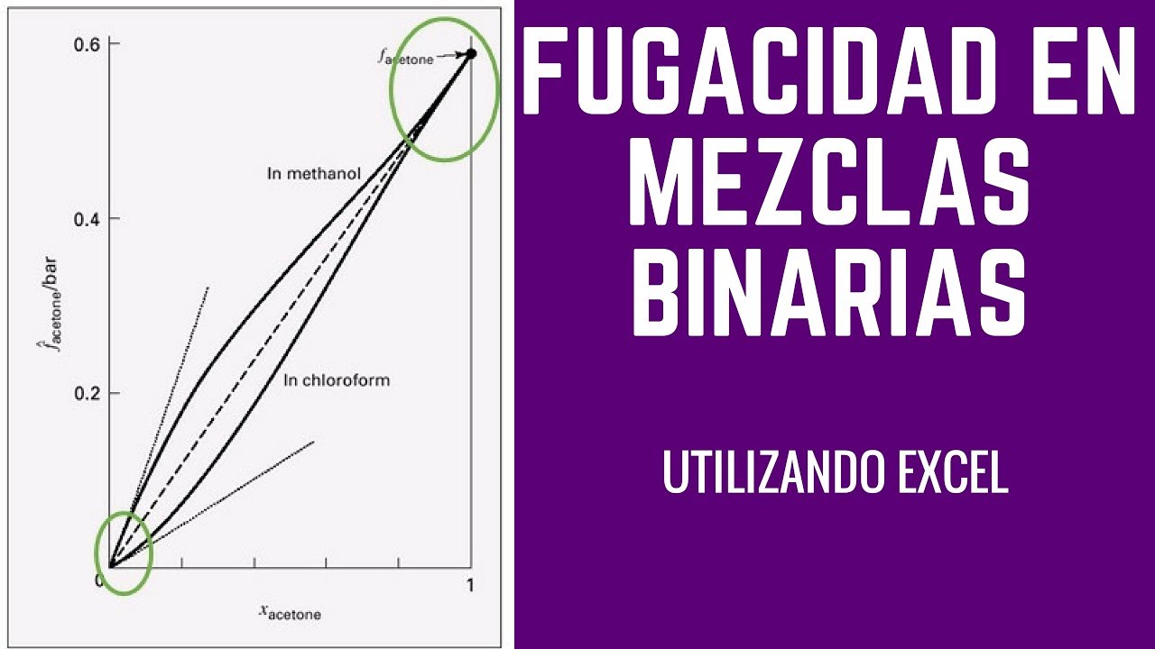 Cómo calcular los coeficientes de fugacidad en una mezcla binaria utilizando Microsoft Excel?