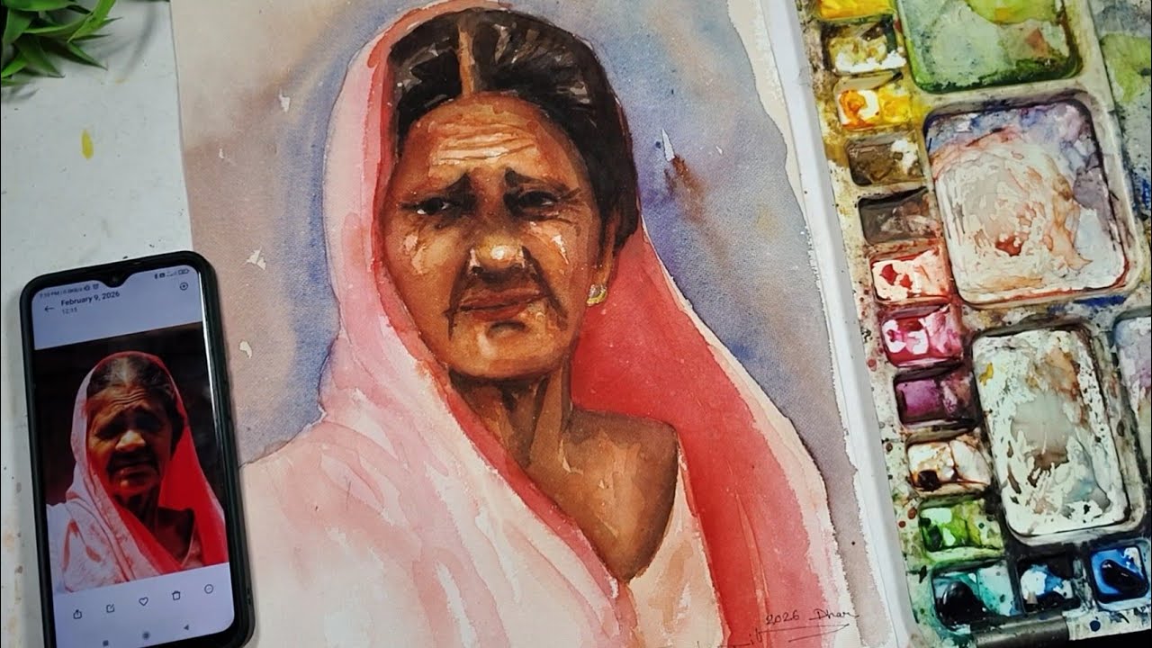How to Paint an Old Woman’s Face with Watercolors | Realistic Skin Tones Step by Step