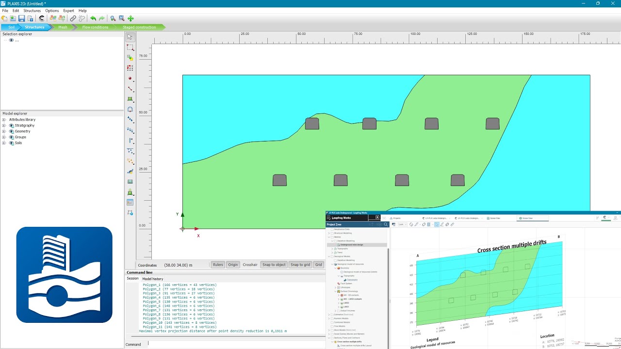 Importing Leapfrog sections with designs and geological models