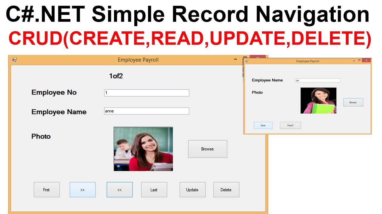 Simple Record Navigation Crud using C#.NET and Sql Server