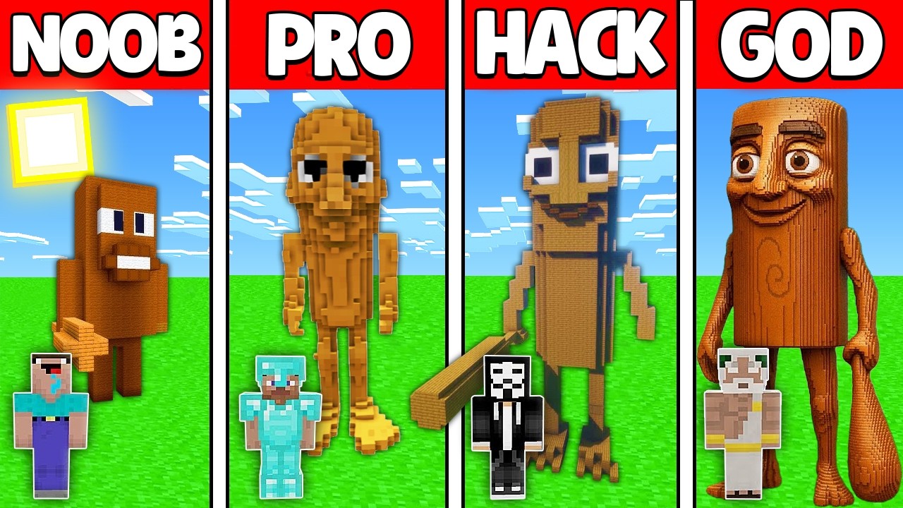 Minecraft Battle: NOOB vs PRO vs HACKER vs GOD! TUNG TUNG TUNG SAHUR STATUE CHALLENGE in Minecraft