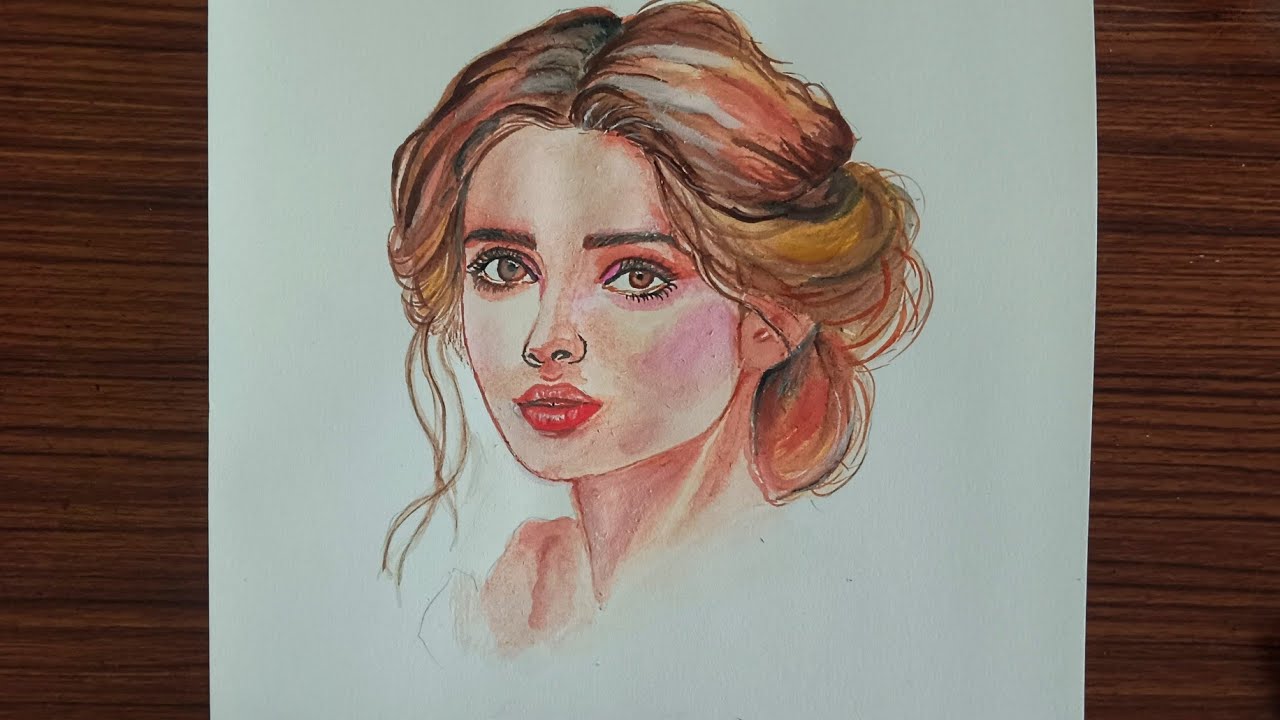Beautiful വാട്ടർ കളർ പെയിന്റിംഗ്🎨🖌️ | cute girl painting 