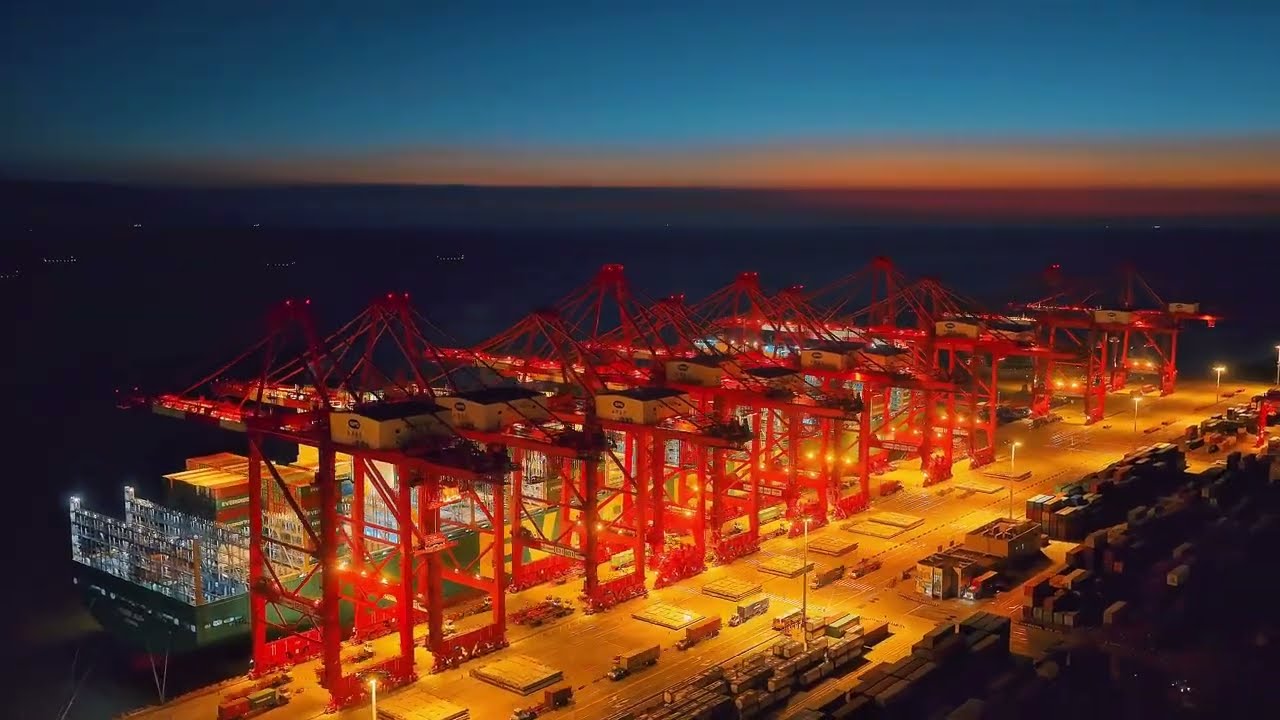 Shanghai's Yangshan Port at night