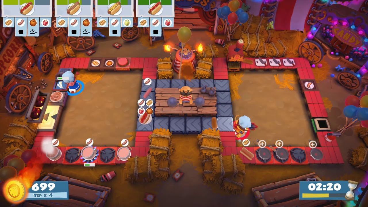 Overcooked 2 - CARNIVAL OF CHAOS DLC - Level 3-3 | 2 Player COOP 4 STAR