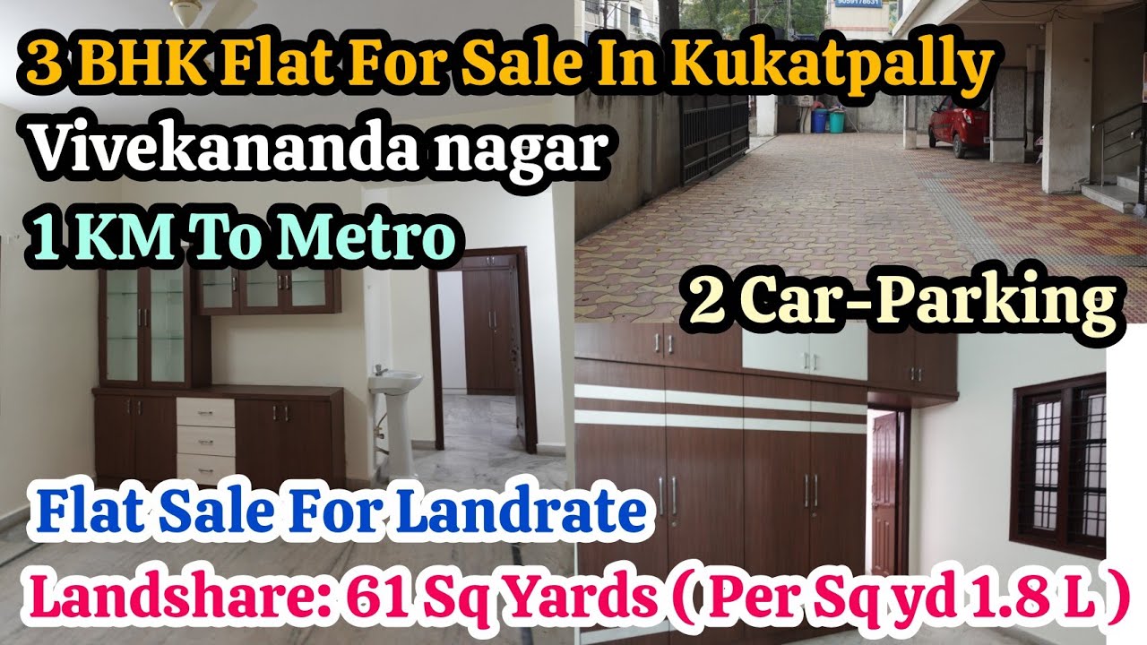 3 BHK Flat For Sale In Kukatpally, Vivekananda Nagar 🏩 || GHMC || 2 Car-Parking || Code: PAR- 962 ✨️