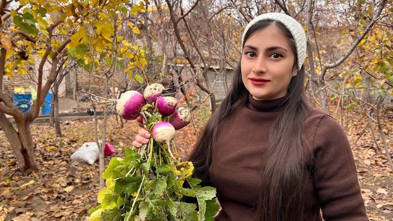 Rural life in Iran | traditional Cooking amazing and simple food over a fire 🔥turnip and beetroot