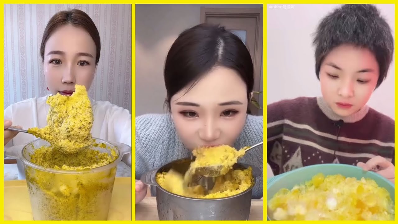 EATING ICE ASMR| YELLOW ICE #iceeating 