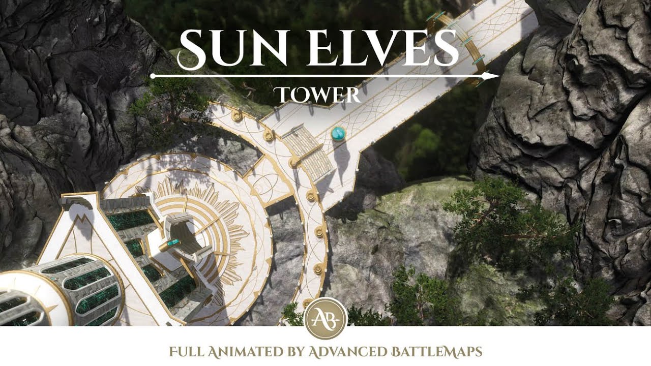 D&D | Pathfinder | Sun Elves - Tower | Animated Battle Maps | Virtual Tabletop
