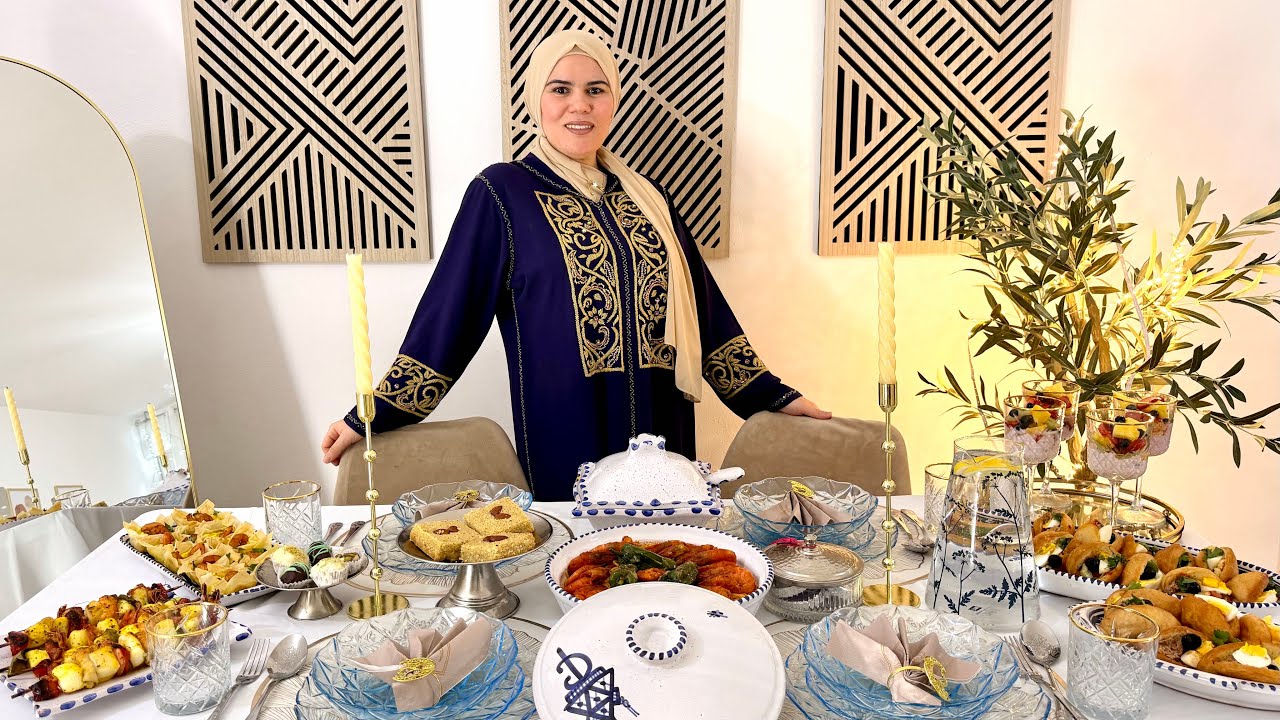 طاولة رمضان 6🌙فريكاسي-بريك في الفرن-سباقاتي بالكريفات-شربة فريك-سفافد بغلال البحر-للتحلية عش البلبل 