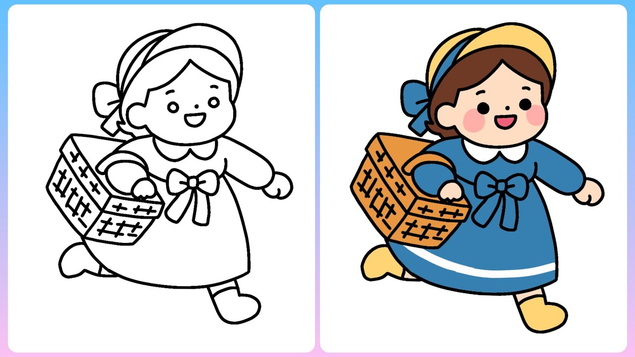 How to draw and color Kawaii heidi | Easy step-by-step drawing | Little Champs Art