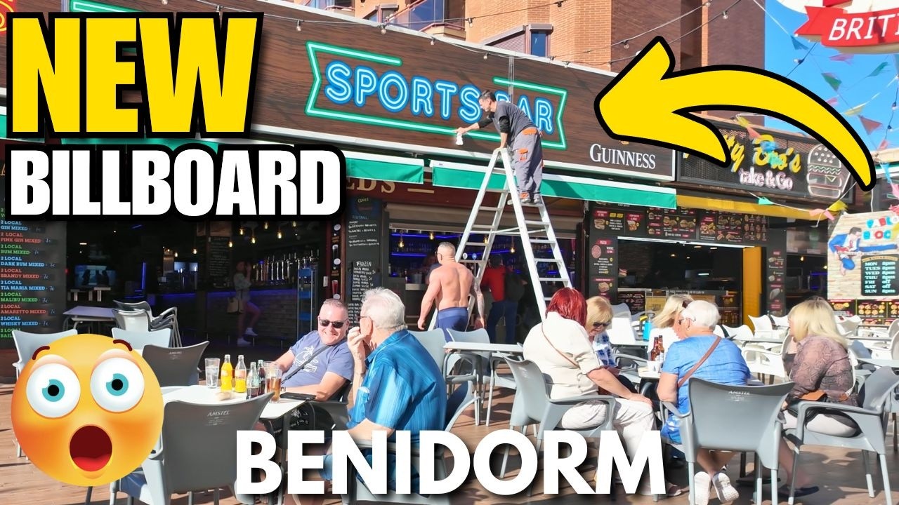 Benidorm *BRAND NEW* Uncle Ped's Billboard! 😲🍺┃The Strip & Main Street