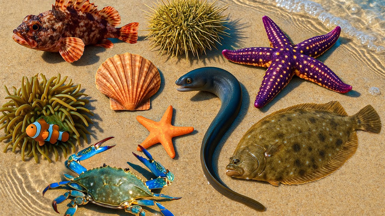 🌊 Coastal Foraging: Found a Flounder, Leopard-spotted Fish, Octopus, Crabs, Scallops & Nemo’s Family